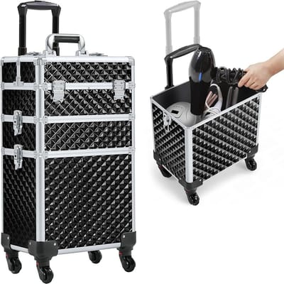ApexArte® Kapperskoffer - Kapperstas - Visagie - Cosmetica Organizer - Zwart