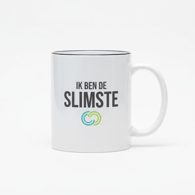 330ml Witte Mok met Zwarte Rand – Ik Ben De Slimste | Grappige Slimme Quote Beker, Leuk Cadeau voor Thuis of Kantoor