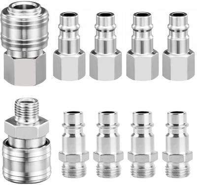 Dailygoods- Snelkoppelingen 1/4 Inch - Euro Persluchtkoppeling - Verbinders voor Slangen - Koppelstukken Luchtleiding - Roest- en Corrosieweerstand - Eenvoudig Ontwerp - Luchtkoppeling