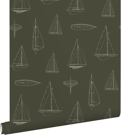 ESTAhome behang boten donkergroen - 50 x 900 cm - 132090