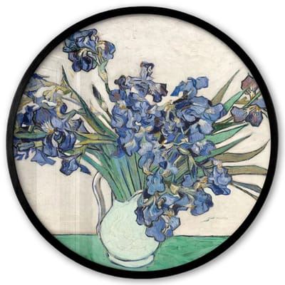 Poster in lijst Rond - Fotolijst 40x40 cm - Posters - Stilleven van irissen - Vincent van Gogh - Ronde posterlijst zwart - Decoratie - Wanddecoratie woonkamer - Muurdecoratie slaapkamer