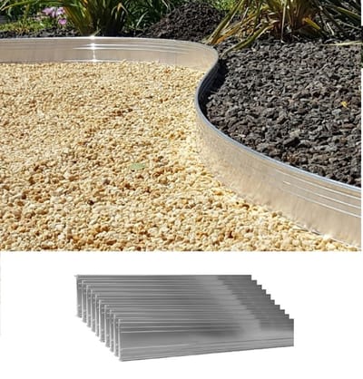 Set van 10 Ultra sterke aluminium Borderranden 10cm x 1m (10m lang) | Gazonrand | Kantopsluiting, kleur: zonder kleur