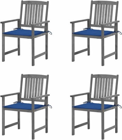Houten Tuinstoelen - Terrasstoelen Acaciahout - Buiten Zitten - Massief Hout - 61 x 57 x 92 cm - Grijs