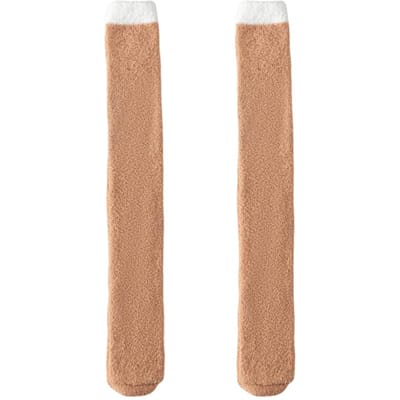 1 Paar Dames Koraal Fleece Sokken Dijhoog Pluche Thermosokken Herfst Winter Lange Buis Sokken voor Dagelijks Gebruik beige