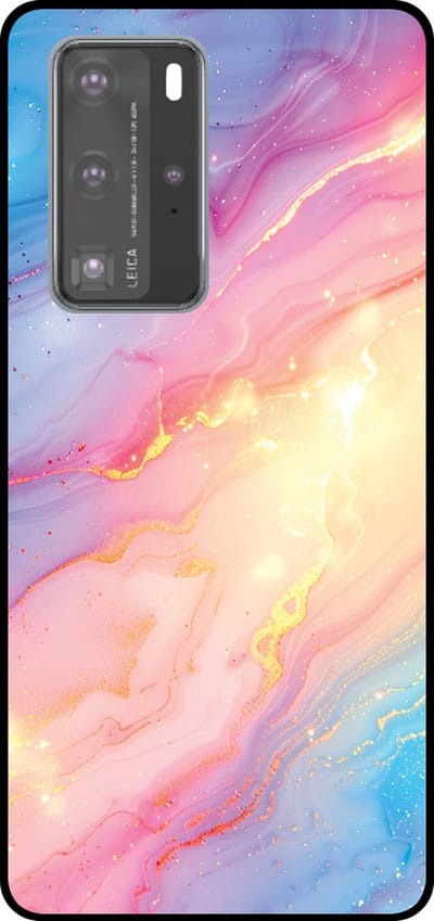 Smartphonica Telefoonhoesje Geschikt voor Huawei P40 Pro met Regenboog Glitter Marmer Opdruk - TPU Backcover Case Rainbow Glitter Marble Design geschikt voor Huawei P40 Pro