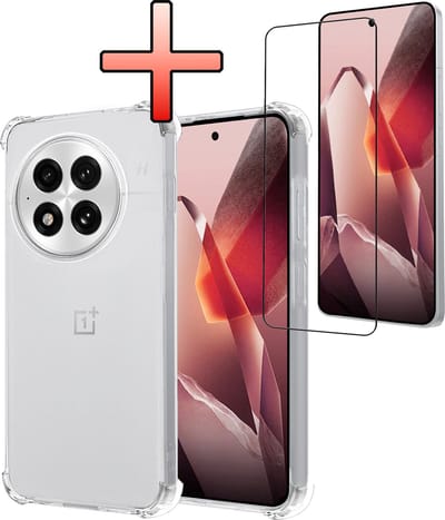 Hoesje - Met Screenprotector - Geschikt voor OnePlus 13 - Sterk & Shockproof - Siliconen Case - Back Cover - Telefoon Hoes - Shock Proof - Transparant