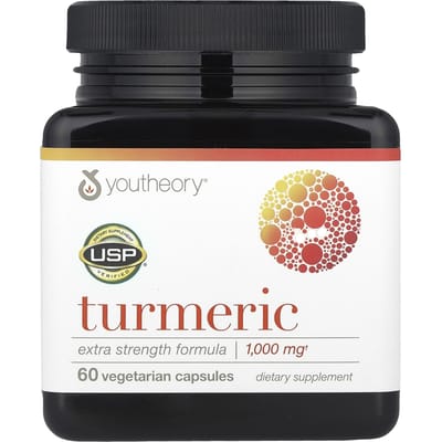 Youtheory, curcuma, formule extra forte, 60 capsules végétariennes
