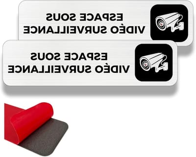 Veiligheidspanel voor Privé Eigendom, 2 Stuks, 19 × 5 cm, Alarmsysteem, Binnen/Buiten, Aluminium, Videobewaking en Beveiligingsstickers
