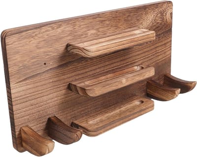 Pingpong Organizer Hout - Tafeltennis Rackethouder - Spullen Opbergen - Ruimtebesparend Wandmodel - 42x22x10cm - Bruin