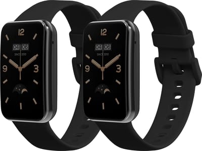 kwmobile 2x horlogebandjes geschikt voor Xiaomi Mi Band 7 Pro bandje - Smartwatch bandjes van TPU - Activity tracker horloge band in zwart
