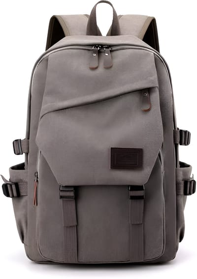 CarryQuest® - Reisrugzak Heren - Grote Capaciteit + Verstelbare Schouderbanden - Duurzaam Canvas - Grijs
