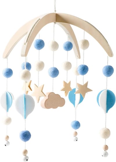 Mobiele Baby Houten Sterren Met Vilten Ballen | Kinderkamer Decoratie | Cadeau Voor Baby's