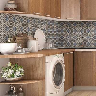 Zelfklevende tegelmuurstickers voor keuken en badkamer - 9 Constantino Azulejo tegelstickers - 9 stickers 10x10cm