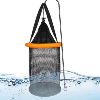 Drijvende Vismand - Visnet Kooi - Vangsten Levend Houden - Grote Inhoud Nylon - 42 x 34 x 34 cm