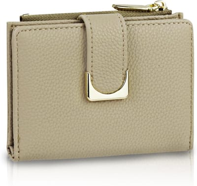 Dailygoods - Andiker Kleine portemonnee, zacht PU-leer damesportemonnee met U-vormige metalen snap-damesportemonnee om contant geld, kaarten en wisselingen op te bergen, apricot, 12,5 * 9,5 * 2 cm (4,92 * 3,74