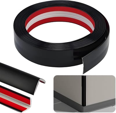 Zelfklevende Hoekstrip 2 cm x 2 cm x 4 m - Flexibele PVC Plinten voor Deuren en Ramen, Randbescherming en Interieurafwerking