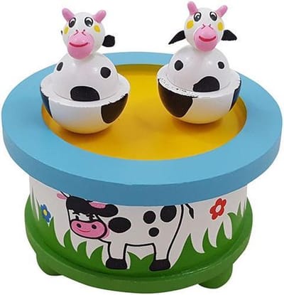 Playwood_ houten muziekdoos dansende koe