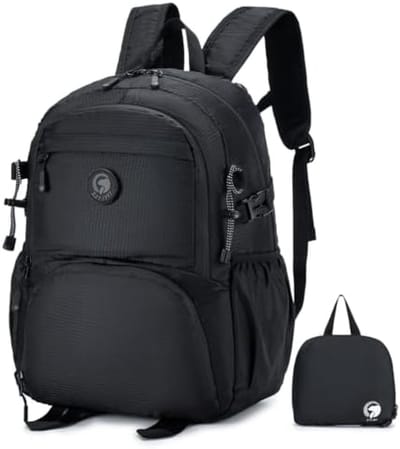 PromoHome Opvouwbare Handbagage Rugzak 40x30x20 cm 25L Ultralichte Waterdichte Reistas Vliegtuig Cabine Geschikt Voor Transavia Wizzair Vueling - Zwart