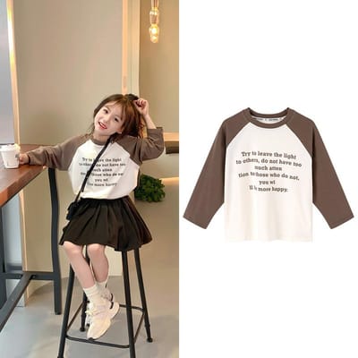 Meisjes T-shirt Lange Mouw Kinderen Lente Onderhemd Western-stijl Meisjes Tops Zijn Modieus In De Lente 150cm