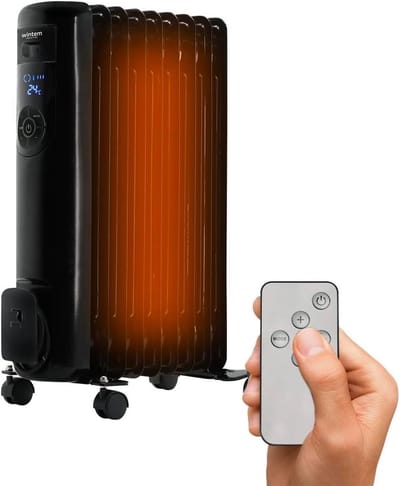 Elektrische Olie Radiator - Verwarming Convector - Ruimte Verwarmen - 9 Elementen - 60 cm - Zwart