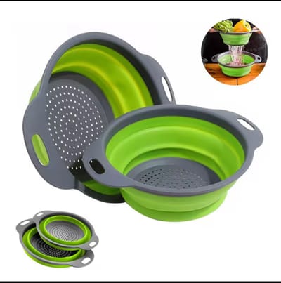 Opvouwbare Silicone Vergiet – Groente & Fruit Wasmand – Ruimtebesparende Keukenzeef – 24.5×20.3 cm – Groen