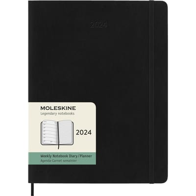 Agenda 2024 Moleskine 12M Planner Weekly 7dag/1pagina extra large 190x250mm soft cover black