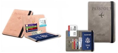 Mj Joys® - Paspoort Hoesje – Paspoorthouder – Paspoort Cover – Travel Wallet – RFID – Paspoortbeschermhoes – Passport cover – Reisportemonnee – Roze en Grijs