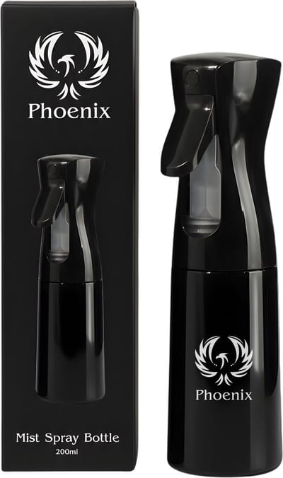 Phoenix Hair Products – Mist Spray Bottle 200ml Zwart – Waterverstuiver – Haarspuit voor Krullen – Continuous Spray - Kappersspuit