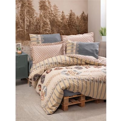 Beddengoed set - 1 dekbedovertrek 220 x 240 cm + 2 kussenslopen 60 x 60 cm - 100% renforcé katoen - Beige