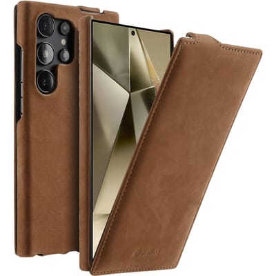 Melkco Samsung Galaxy S24 Ultra Leather Flip Case Bruin