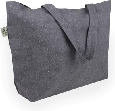 grote draagtas Bente | van gerecycled katoen | met dikke stof | zeer robuust | 2 lange handgrepen | ideaal als boodschappentas, badtas, shopper handtas, gemengd grijs, Minimaal