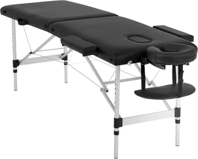Massagetafel inklapbaar - 2 secties - aluminium - zwart