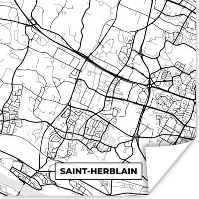 Poster Stadskaart - Frankrijk - Kaart - Saint-Herblain - Plattegrond - Zwart wit - 100x100 cm XXL