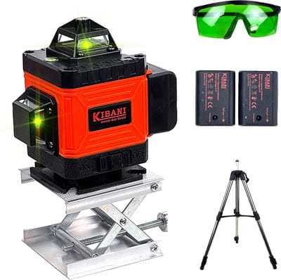 Kruislijnlaser 16 Lijnen Incl. Statief – Bouwlaser Zelfnivellerend – Rotatielaser – Laserwaterpas – Lijnlaser – Oplaadbare Accu – Laser Groen – Met Beschermbril en Opberg Koffer