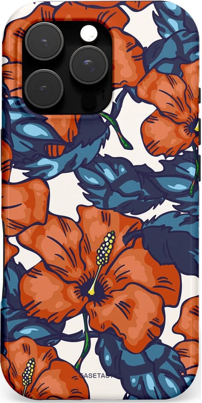 Casetastic hoesje geschikt voor Apple iPhone 16 Pro - MagSafe - Dubbellaagse bescherming - Exotische paradijs - Fashion Case - Terracotta Donkerblauw Bruin Donkergrijs