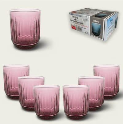 Arca ROYAL Water/Drinkglas 250ml, paars, set van 6 stuks, verpakt in een giftbox