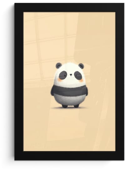 Poster in lijst - Fotolijst 20x30 cm - Posters - Panda - Beige - Minimalistisch - Posterlijst zwart - Decoratie - Wanddecoratie woonkamer - Muurdecoratie slaapkamer