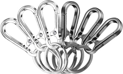 Set van 6 Carabiners voor Sleutels, Rugzakken en Hiken - Verwijderbare Metaal Haakjes voor Sleutelhangers en Autotoegang