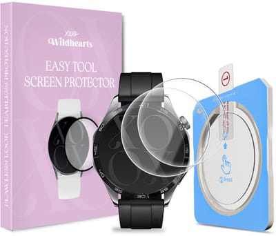 xoxo Wildhearts screenprotector geschikt voor Huawei Watch GT 4 - 46mm - Gehard glas - Beschermglas - Duopack - Glasplaatje - Eenvoudig te installeren met one-click tool - 2 stuks