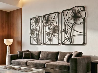 Wanddecoratie Bloemen, Houten Wandbeeld, 3D Wanddecoratie voor Thuis, Moderne Beelden voor Huis Kantoor Slaapkamer, Woonkamer en Keuken - 75x37 cm