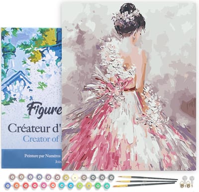 Figured'Art Schilderen op Nummer Volwassenen met lijst Mooie vrouw van achteren- Handwerk acrylverf Kit DIY Compleet - 40x50cm Canvas al ingelijst