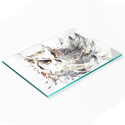 Glazen decoratieve plank met afbeelding van een uil voor het serveren van snacks, 80x52 cm