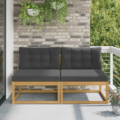 vidaXL - 2 - Stuk - Buiten - Midden - Sofa - Polyester - Wit