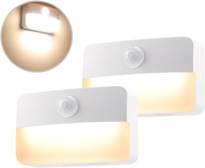 Nachtlampje met sensor - Bewegingslicht Kastverlichting - Automatisch Verlichten - Batterijgevoed - 65 x 40 x 20 mm - Warm Wit