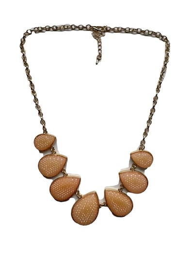 Petra's Sieradenwereld - Goudkleurige ketting met druppels met strass (1078)