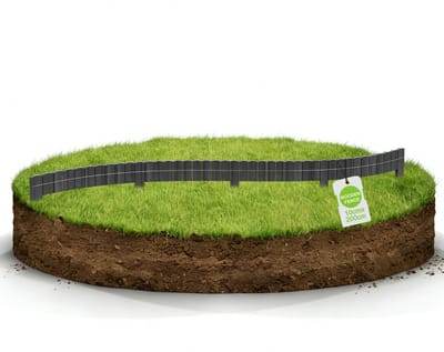 Houten Borderrand 200 cm – Flexibele Dennenhouten Tuinafsluiting met Metaaldraad – 10 cm Hoog – Tuindecoratie, Bloembed, Grasrand, Tuinhek – Antraciet