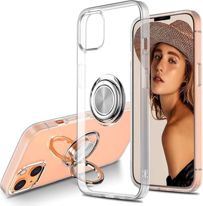 Hoesje Geschikt voor iPhone 13 Pro Max hoesje Transparant Luxe Backcover - Hoesje Geschikt voor iPhone 13 Pro Max - Hoesje Geschikt voor iPhone 13 Pro Max case met Metalen Ring houder - Transparant
