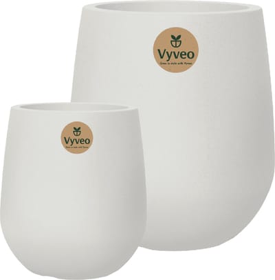 Vyveo - Bloempot Amari - Set van 2 - Wit - Bloempot voor binnen en buiten - Lichtgewicht - Breukbestendig - Vorstbestendig - UV-bestendig