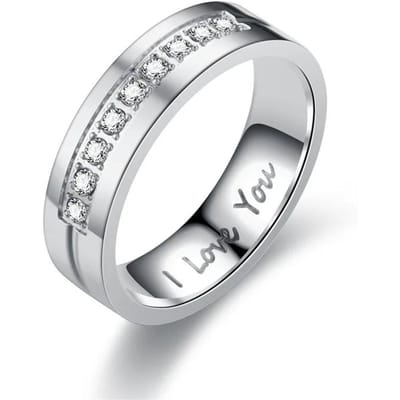 Mode Roestvrij Staal Koppel Verlovingsringen Voor Vrouwen Mannen Kristal IK HOU VAN JE Ring Bruiloft Sieraden Cadeau 12