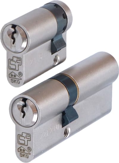 Set S2 veiligheidsprofielcilinders S6 SKG 2, dubbele én enkele cilinder, combinatiematen 1x 30/45 + 1x 30/10 (set van 2 gelijksluitend)